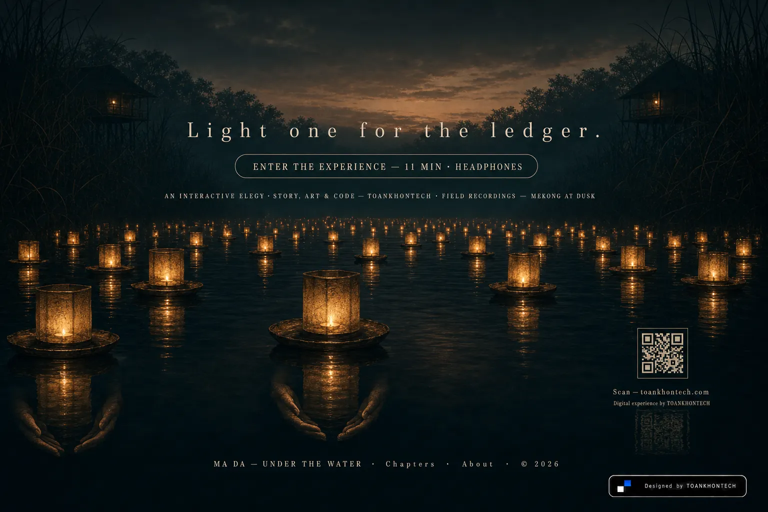 MA DA — UNDER THE WATER website concept artboard focused on closing invitation