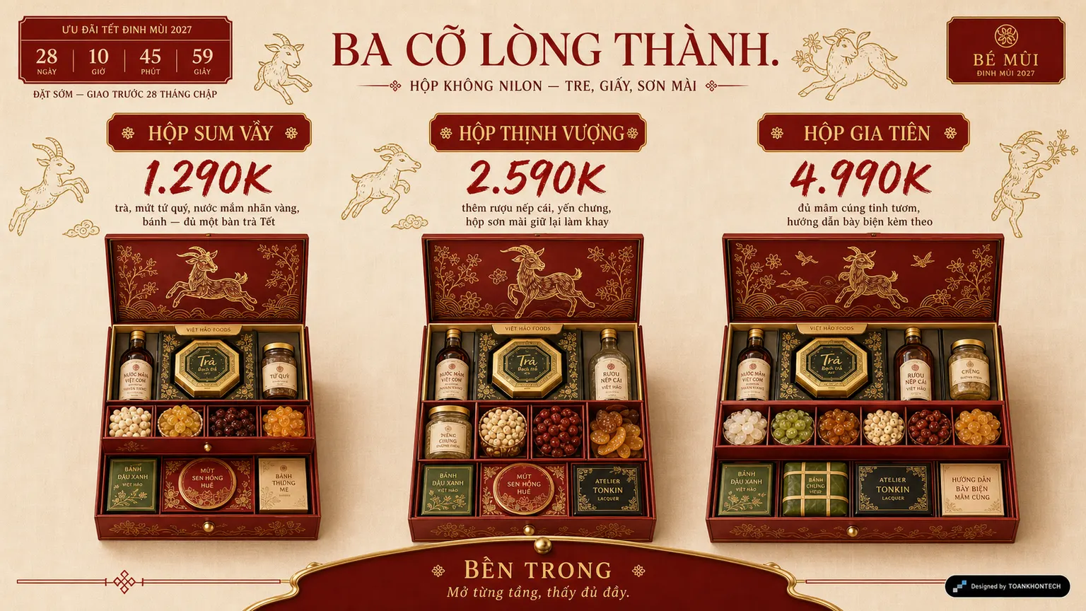 VIỆT HẢO FOODS · TẾT 2027 website concept artboard focused on hampers