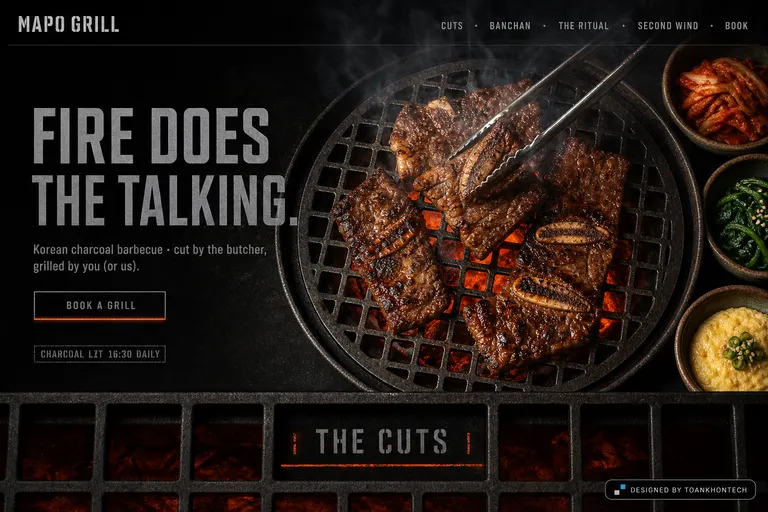MAPO GRILL — Korean charcoal barbecue · cut by the butcher, grilled by you (or us).