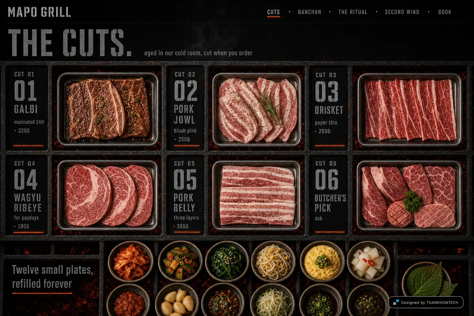 MAPO GRILL website concept artboard focused on cuts