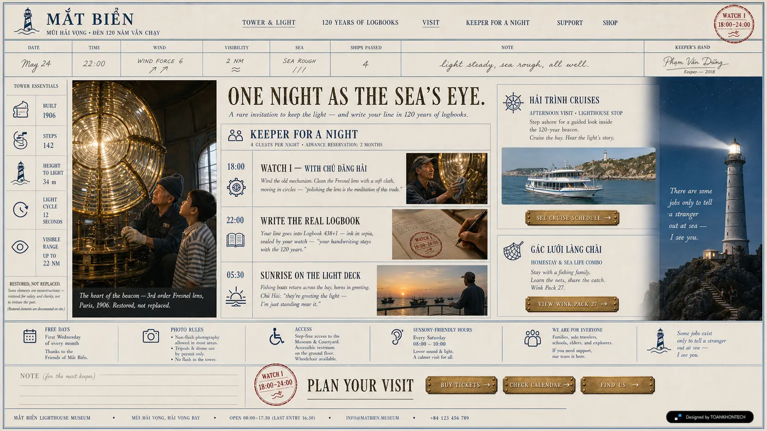 MẮT BIỂN website concept artboard focused on programme and events