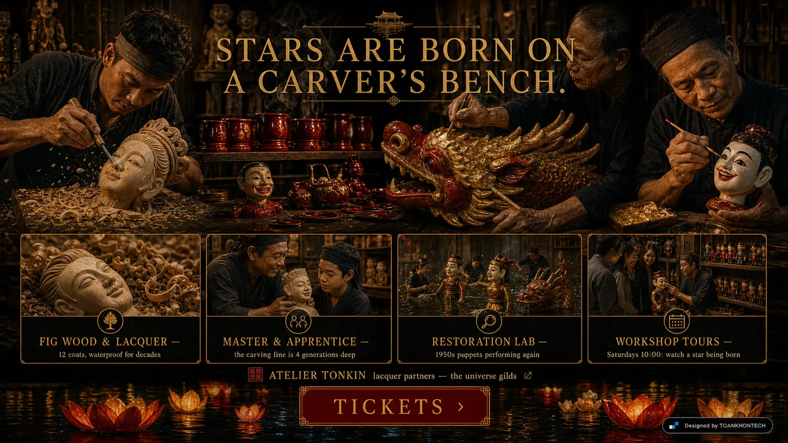 MẶT NƯỚC website concept artboard focused on thecraft