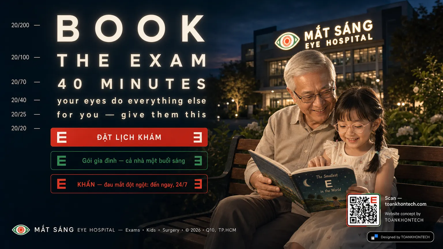 MẮT SÁNG EYE HOSPITAL website concept artboard focused on closing invitation