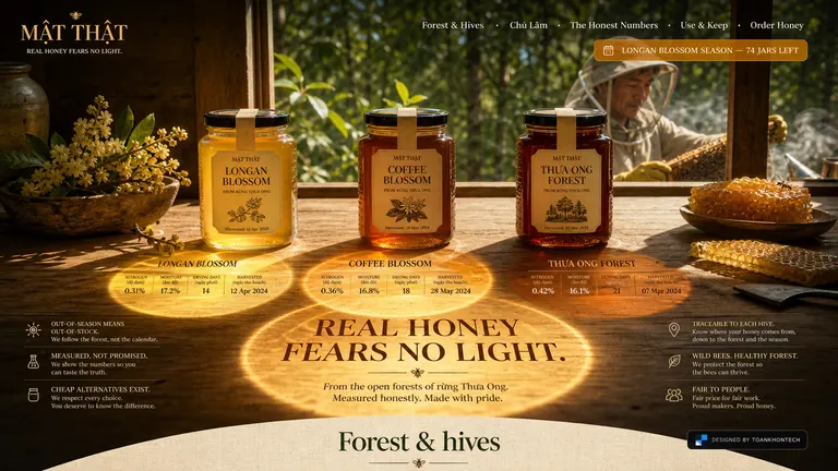 MẬT THẬT — Real honey fears no light.