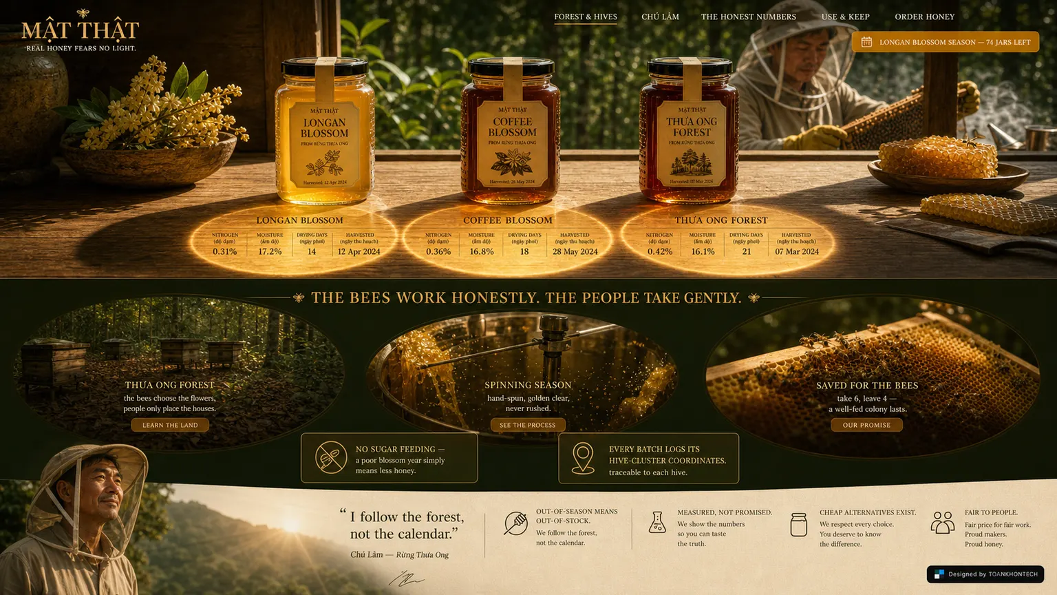 MẬT THẬT website concept artboard focused on place of origin