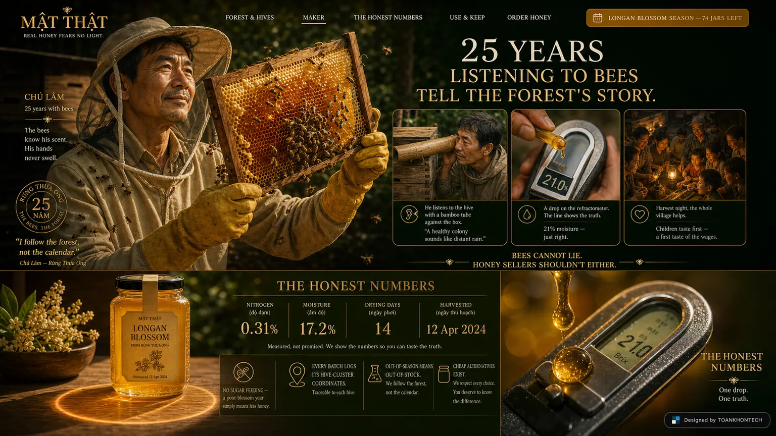MẬT THẬT website concept artboard focused on maker record