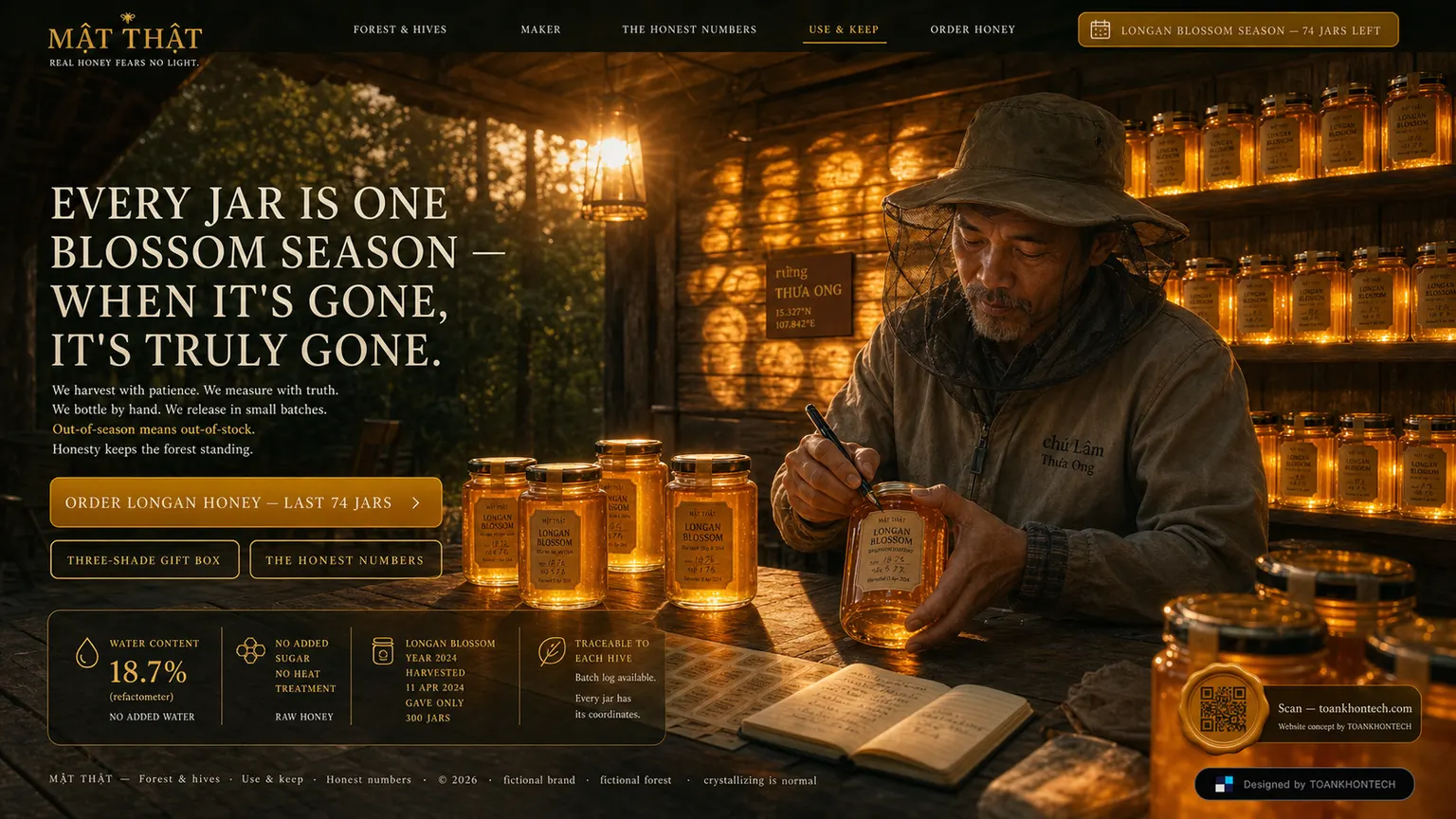 MẬT THẬT website concept artboard focused on closing invitation