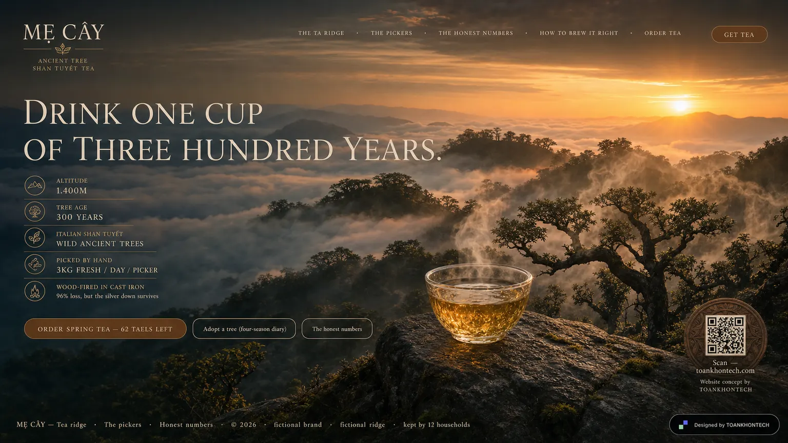 MẸ CÂY website concept artboard focused on closing invitation