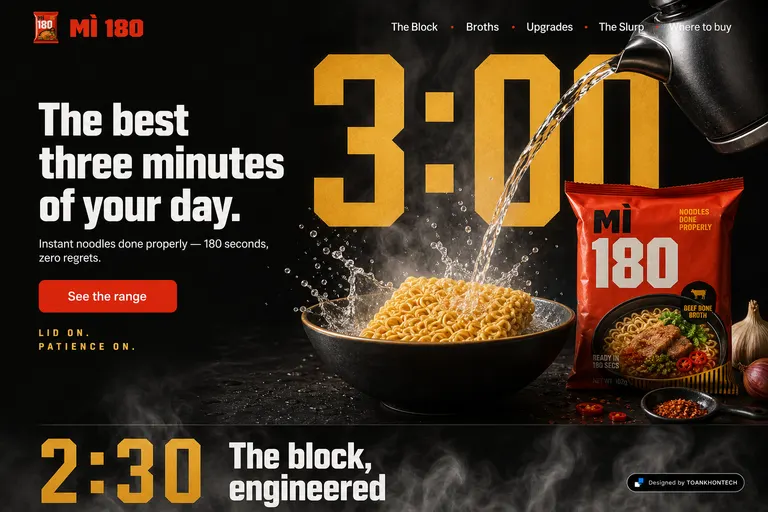 MÌ 180 — Instant noodles done properly — 180 seconds, zero regrets.