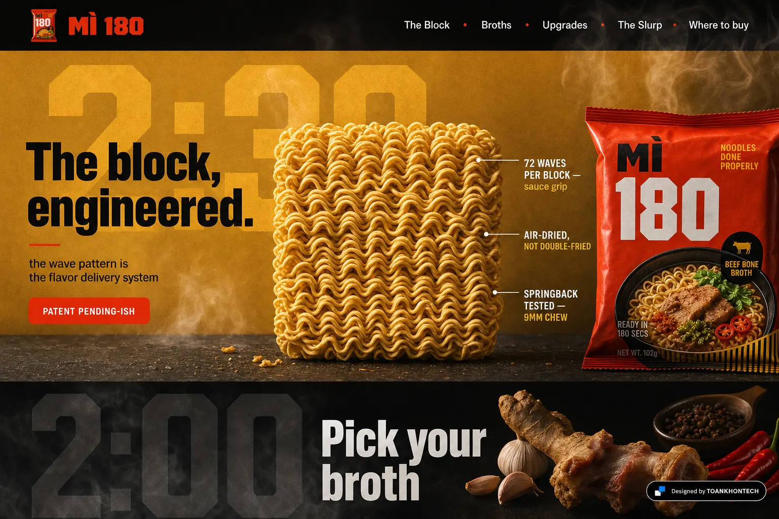MÌ 180 website concept artboard focused on block