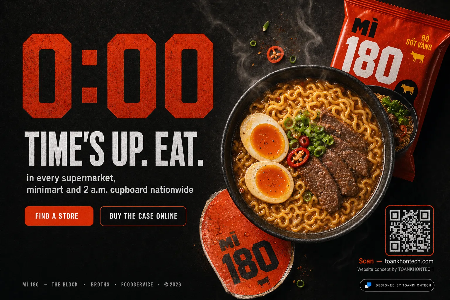 MÌ 180 website concept artboard focused on closing invitation