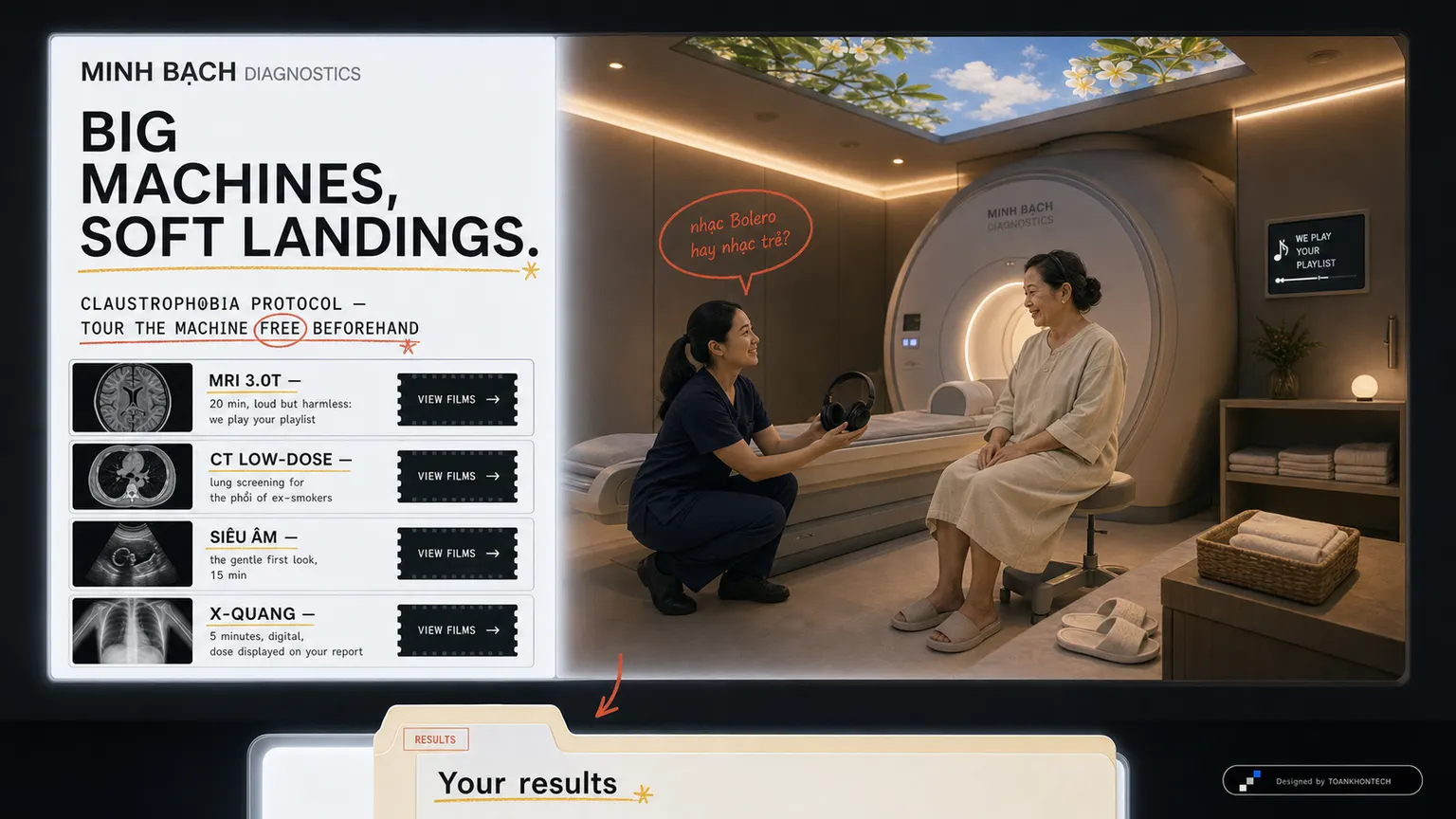 MINH BẠCH DIAGNOSTICS website concept artboard focused on imaging