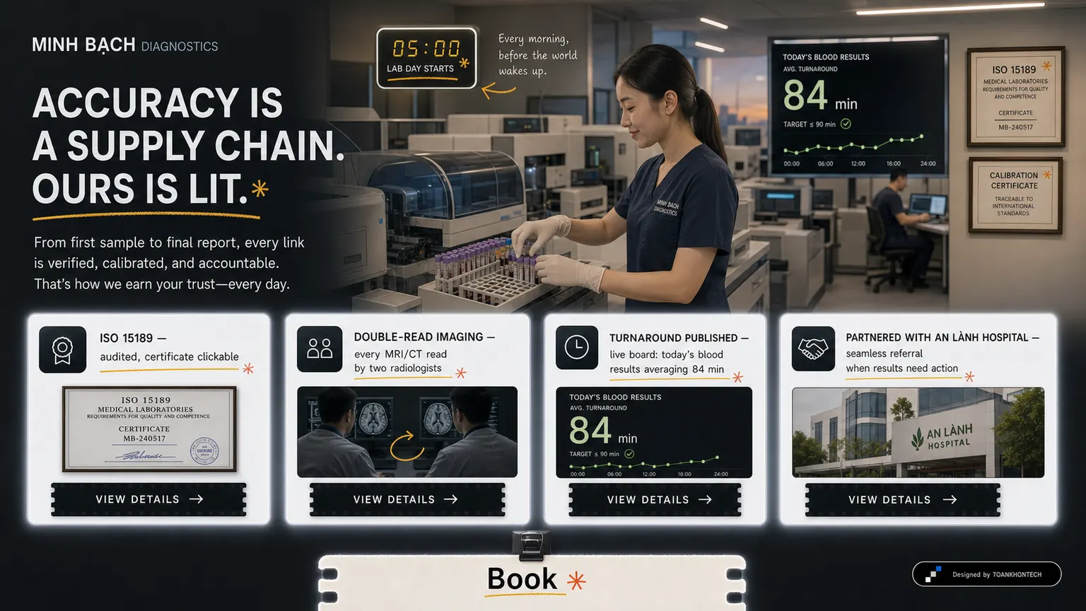 MINH BẠCH DIAGNOSTICS website concept artboard focused on whyus