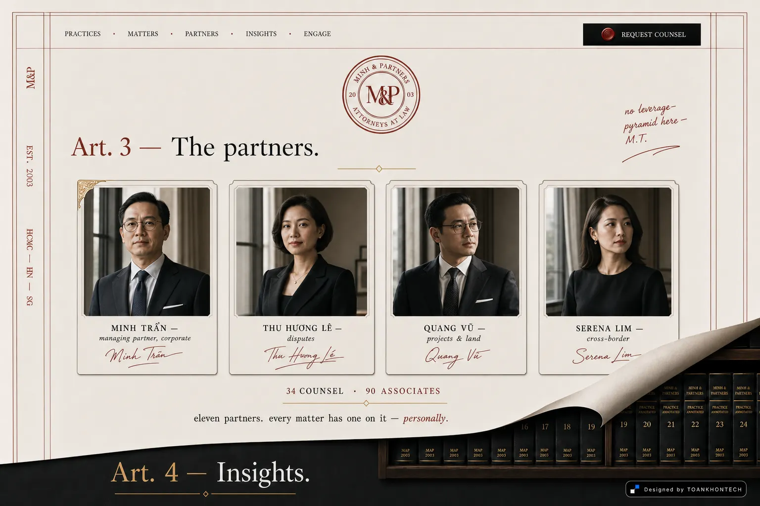Minh & Partners website concept artboard focused on partners