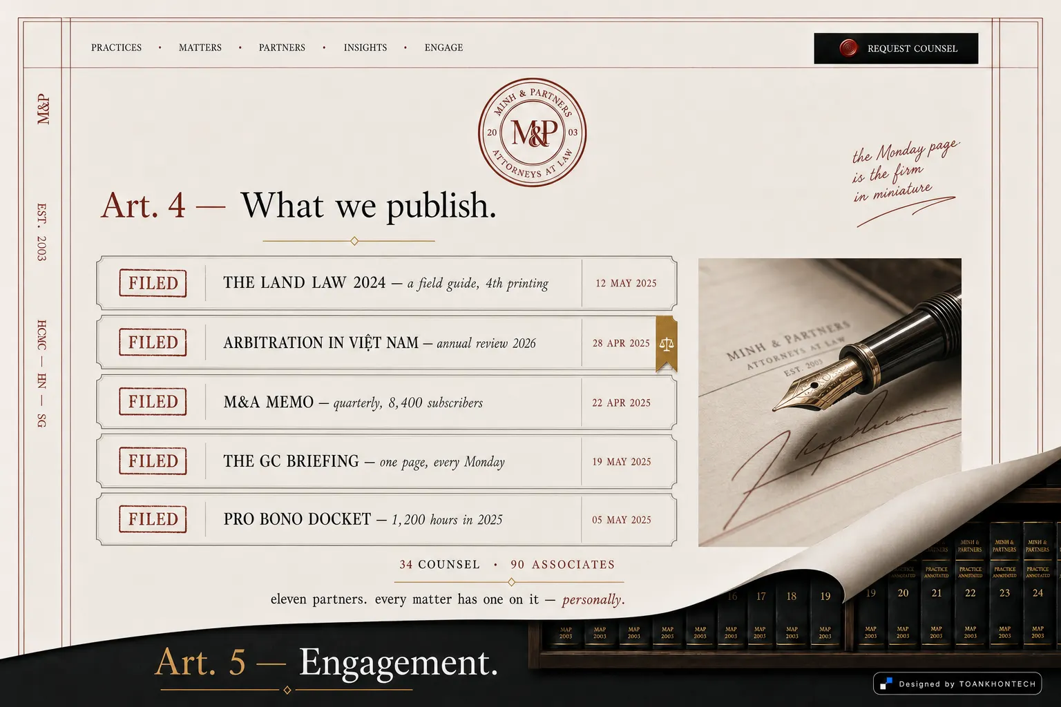 Minh & Partners website concept artboard focused on insights