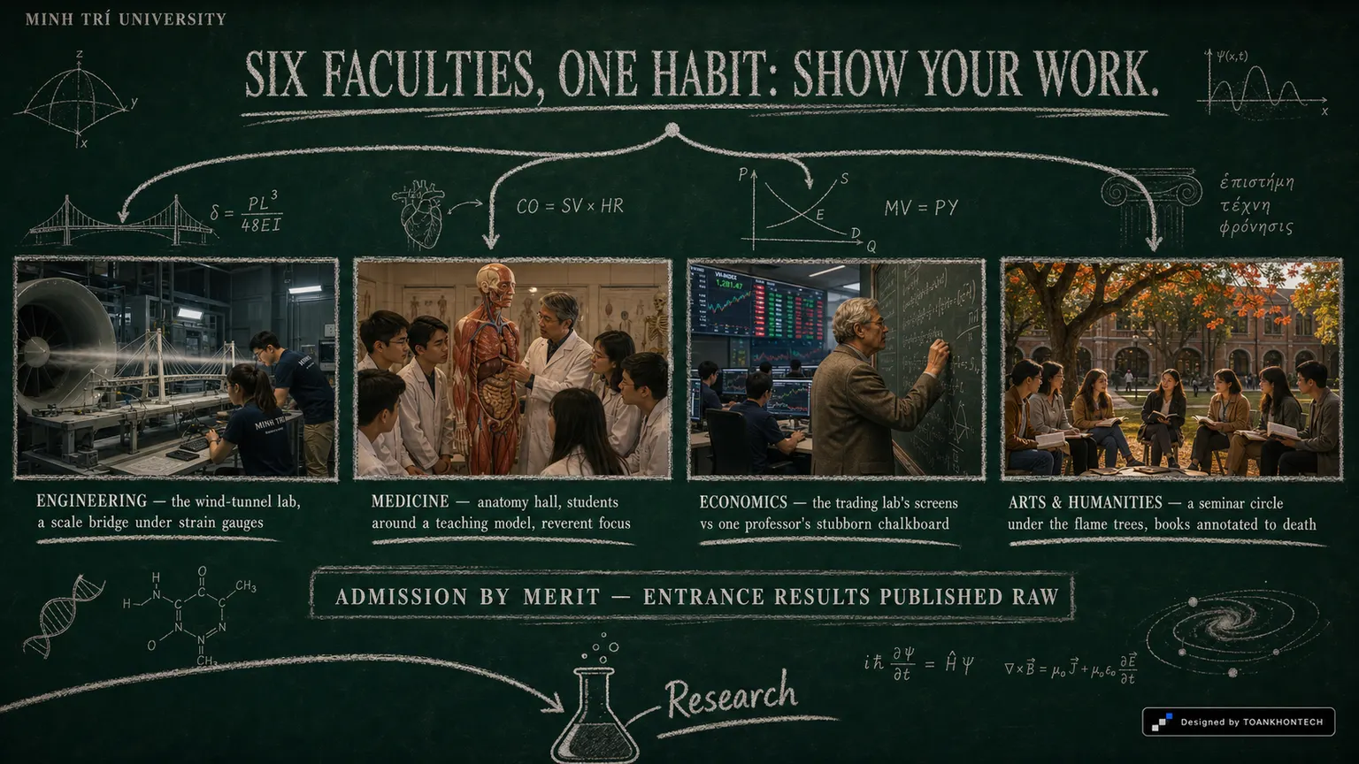 MINH TRÍ UNIVERSITY website concept artboard focused on faculties