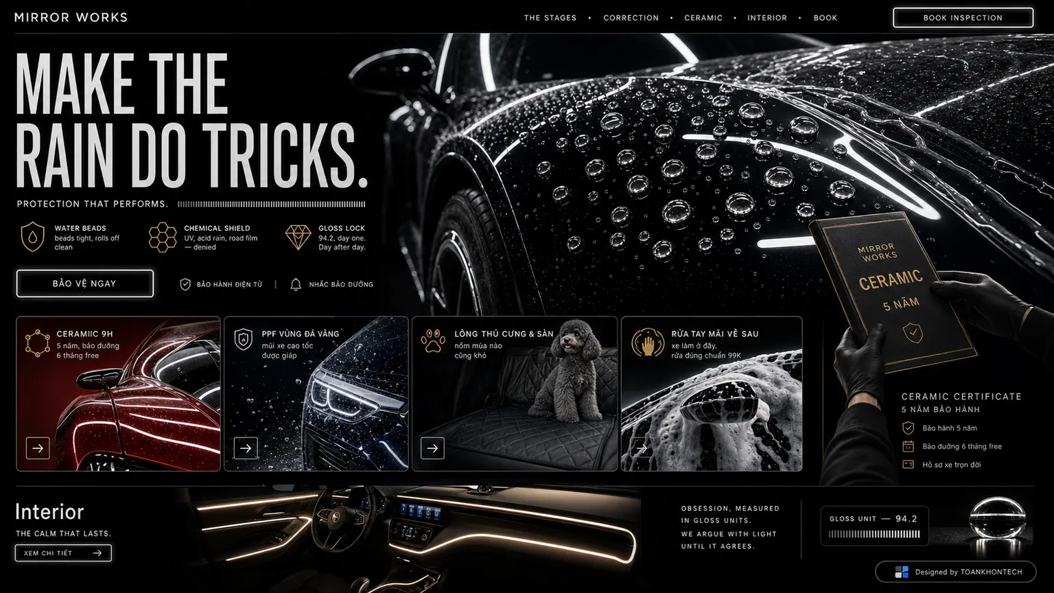 MIRROR WORKS website concept artboard focused on ceramic