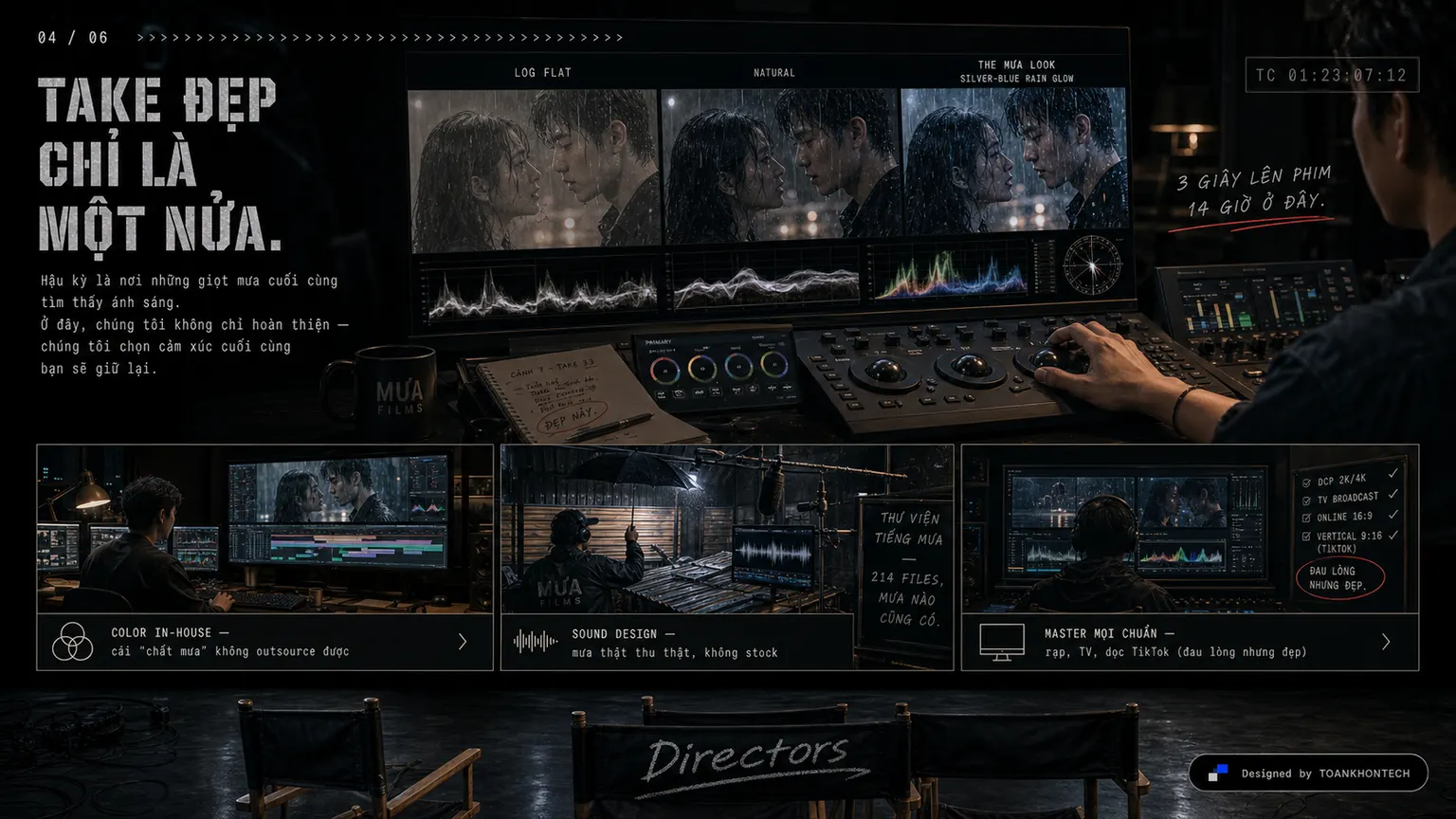 MƯA FILMS website concept artboard focused on thecraft