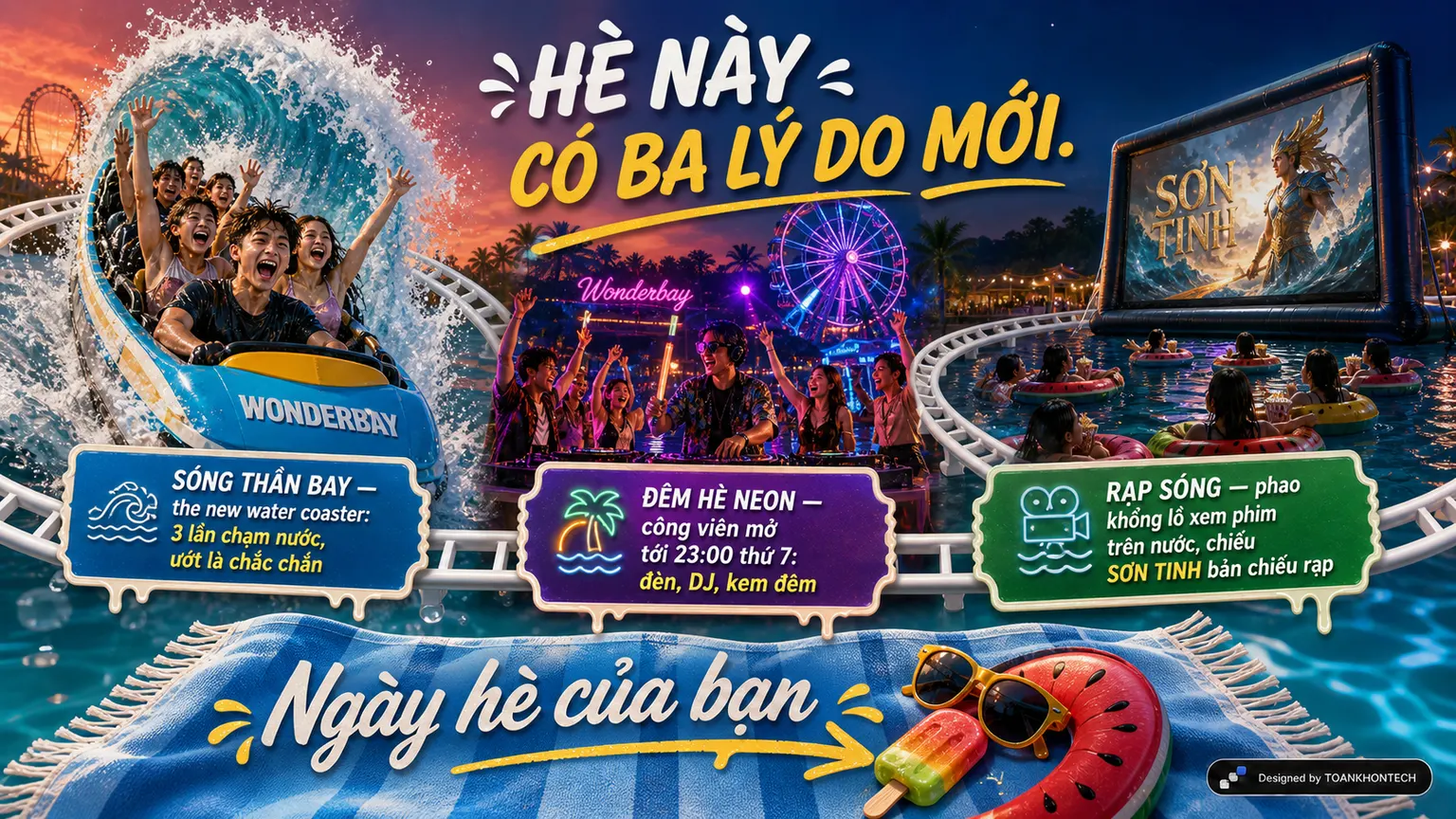 WONDERBAY · MÙA HÈ website concept artboard focused on whatsnew
