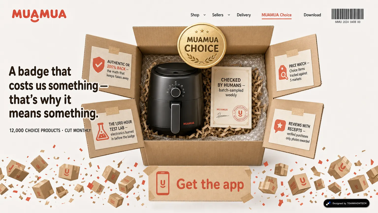 MUAMUA website concept artboard focused on choice