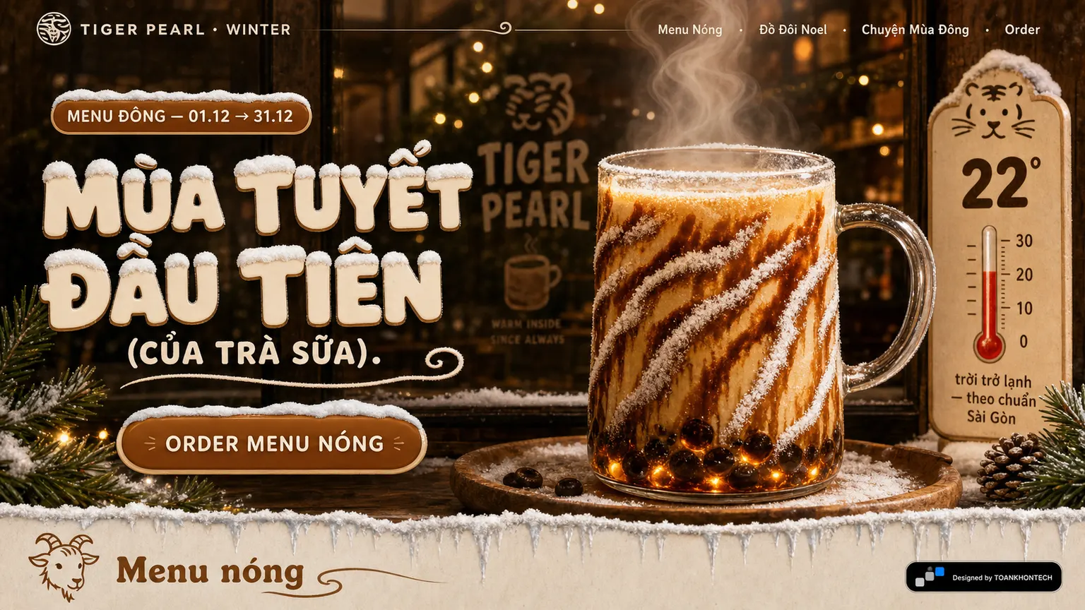 TIGER PEARL · WINTER opening interface — a seasonal campaign microsite