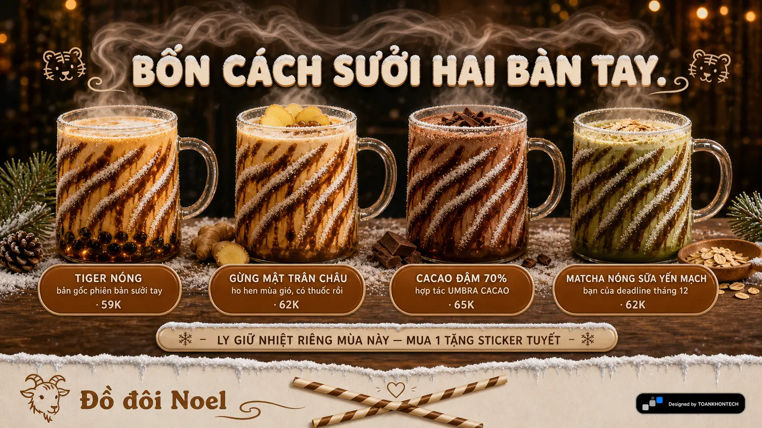 TIGER PEARL · WINTER website concept artboard focused on hotmenu