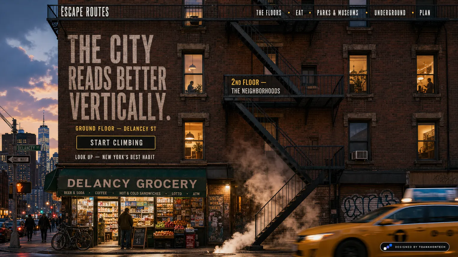 ESCAPE ROUTES opening interface — a destination and hospitality platform