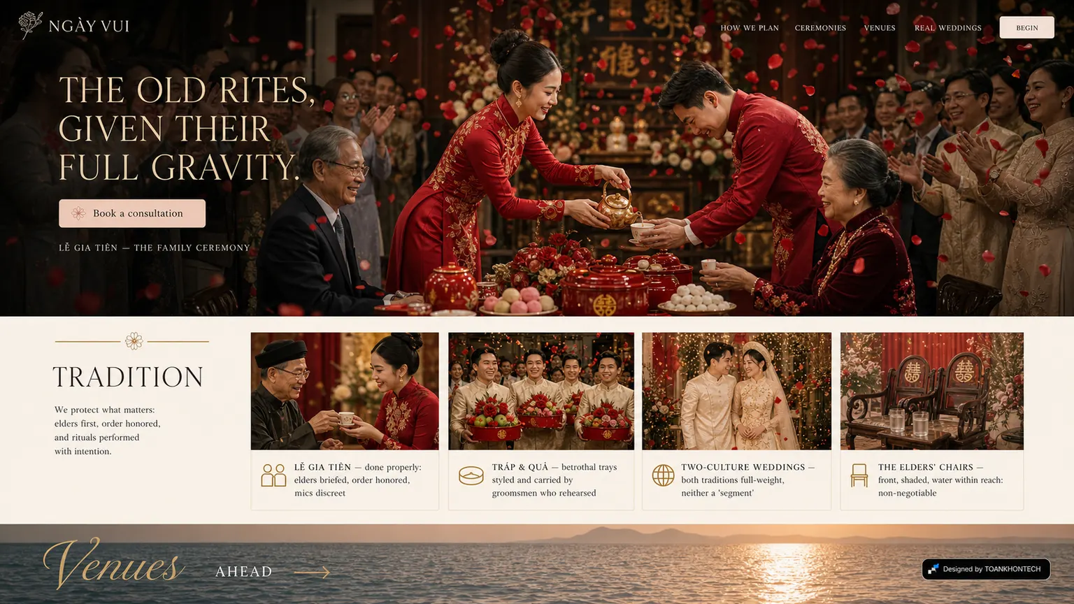NGÀY VUI website concept artboard focused on ceremonies