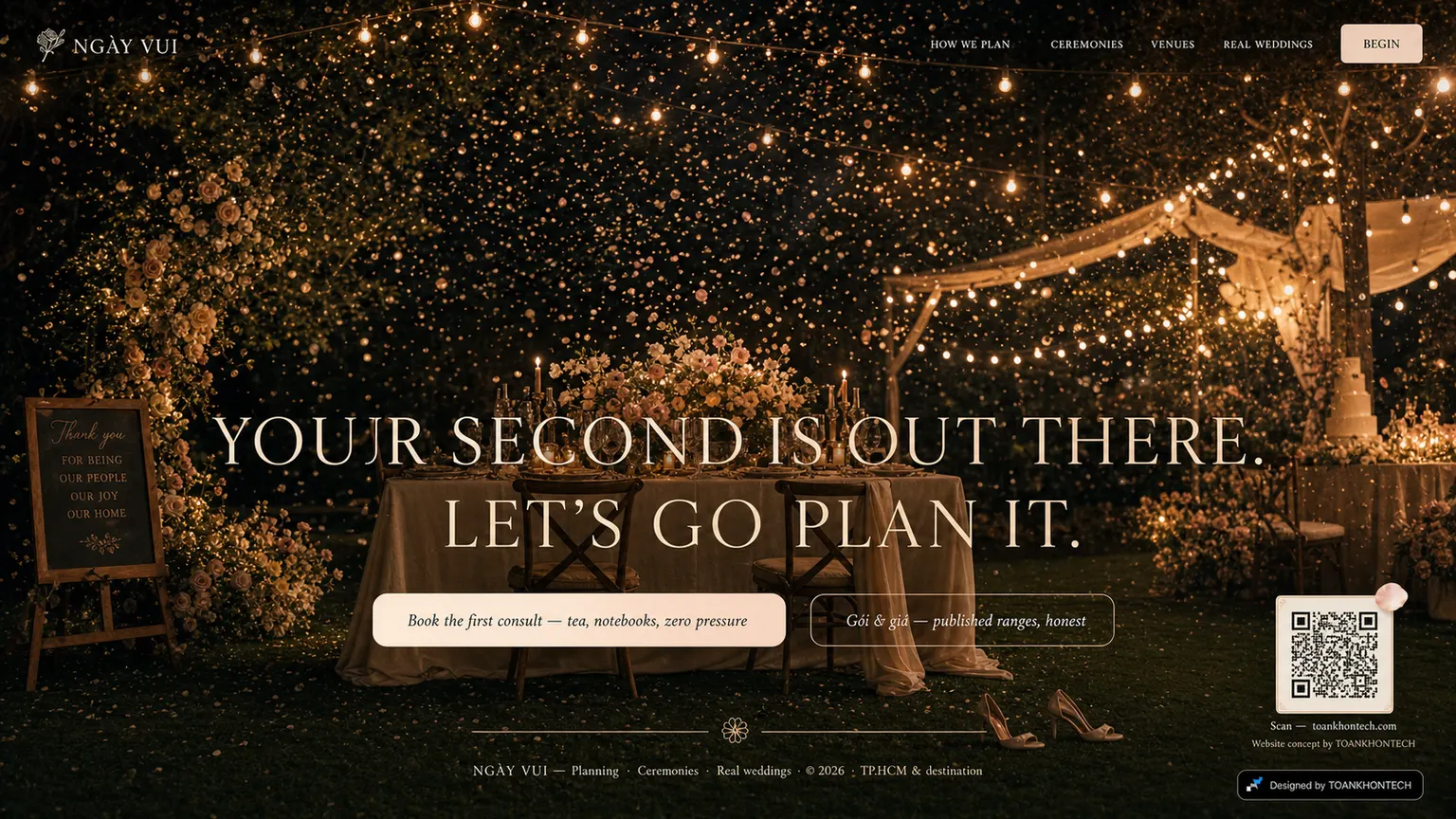 NGÀY VUI website concept artboard focused on closing invitation