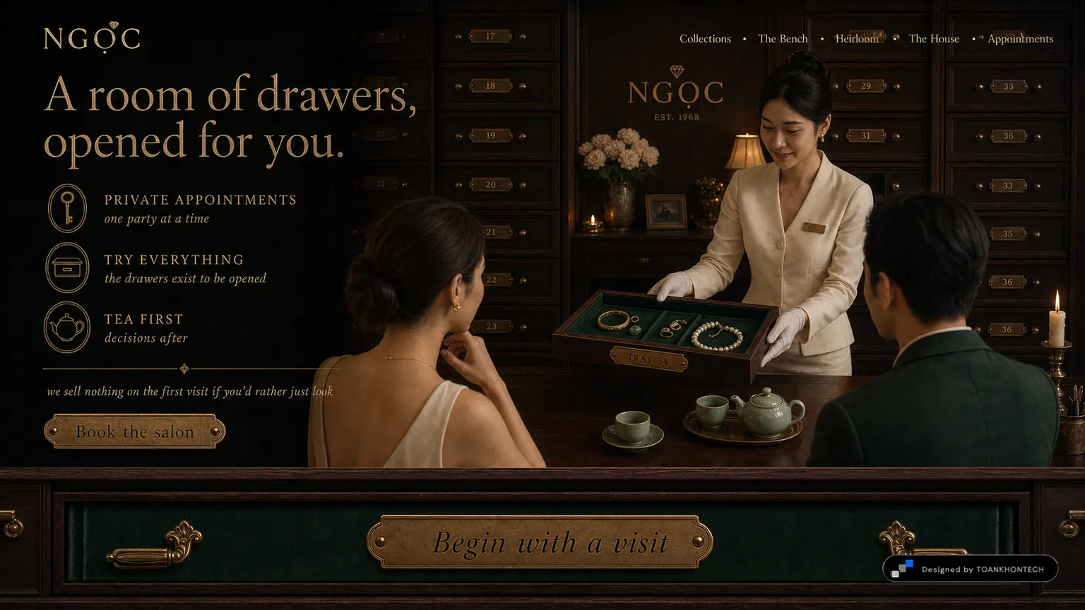 NGỌC website concept artboard focused on house