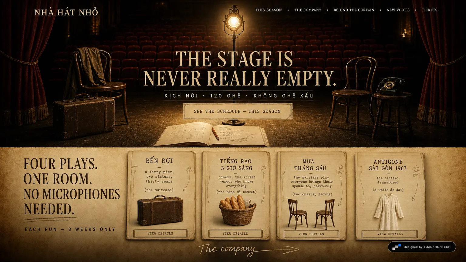 NHÀ HÁT NHỎ website concept artboard focused on thisseason