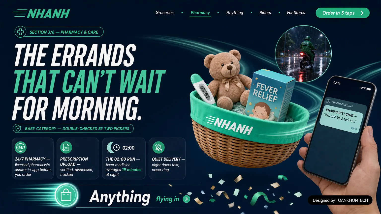NHANH website concept artboard focused on pharmacy