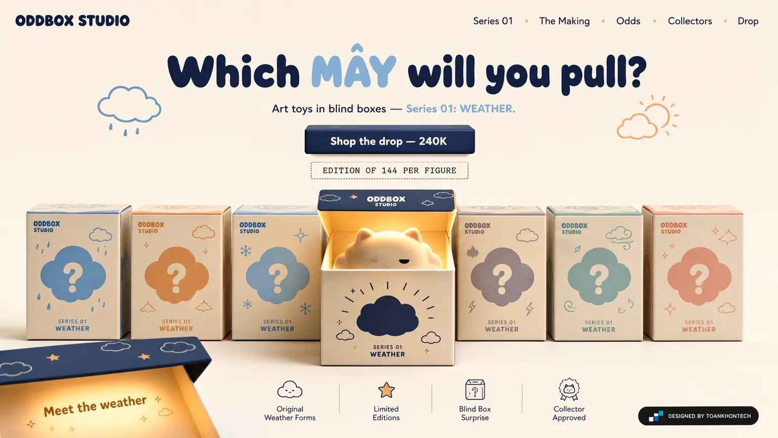 ODDBOX STUDIO opening interface — a consumer product website