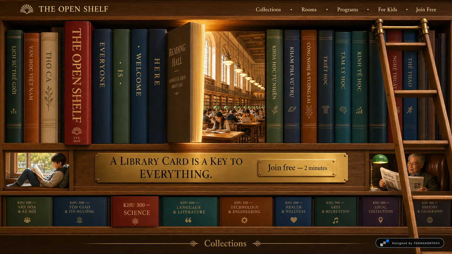 THE OPEN SHELF opening interface — an interactive cultural website