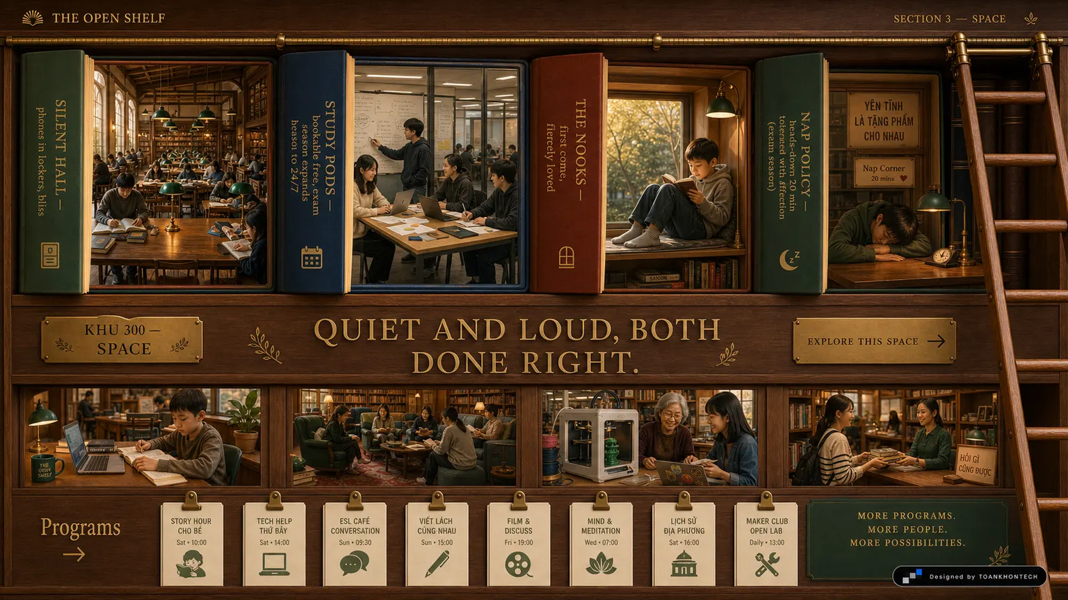 THE OPEN SHELF website concept artboard focused on rooms and stays