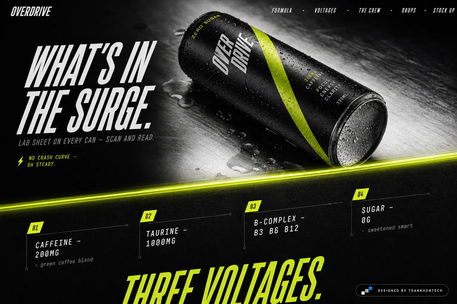 OVERDRIVE website concept artboard focused on formula