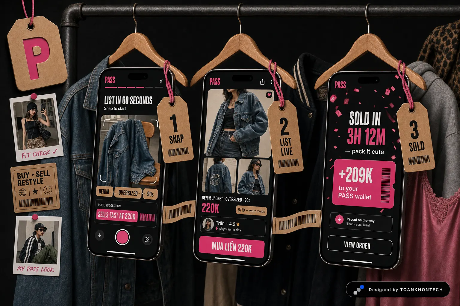 PASS website concept artboard focused on flow