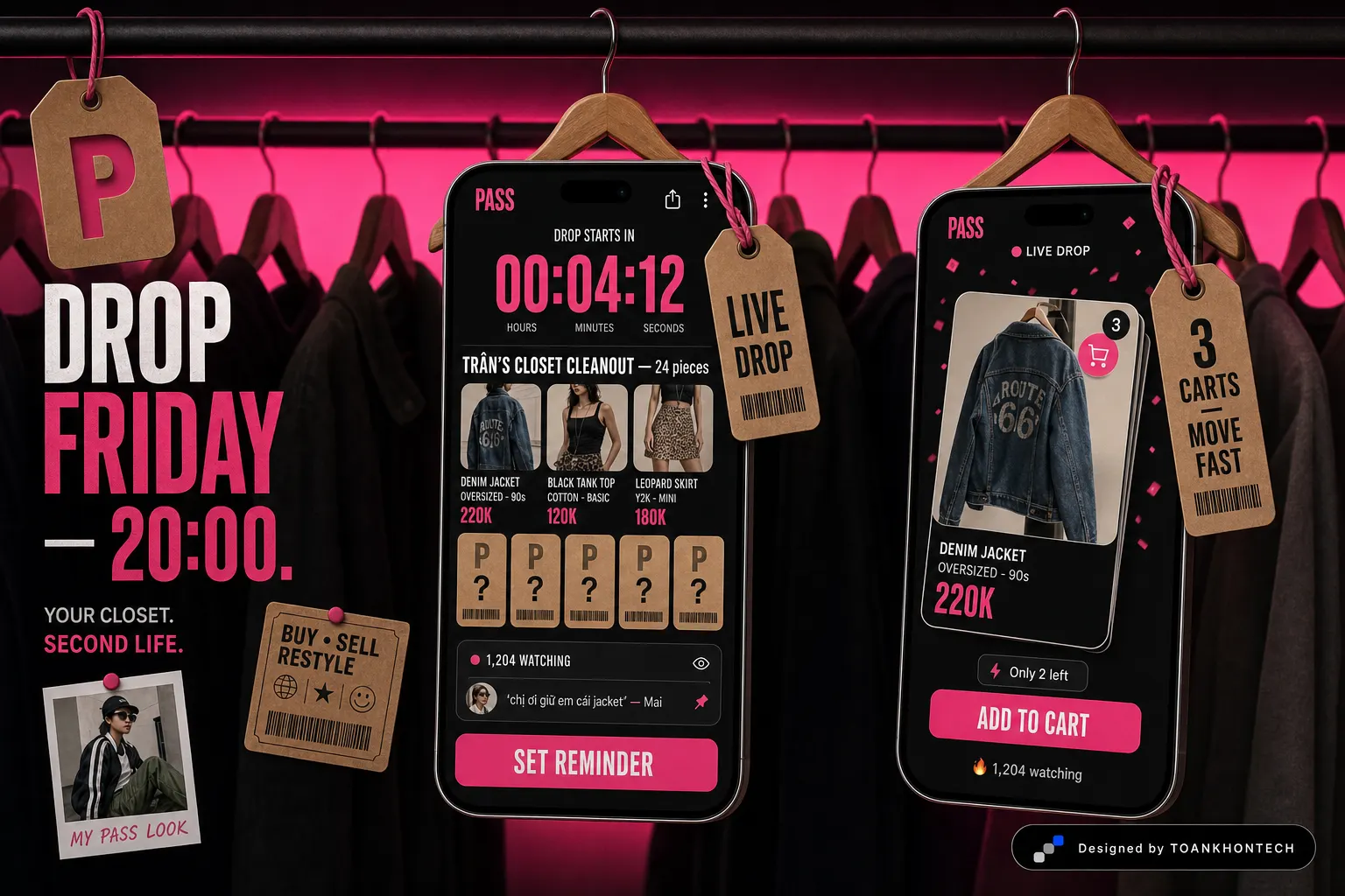 PASS website concept artboard focused on drop