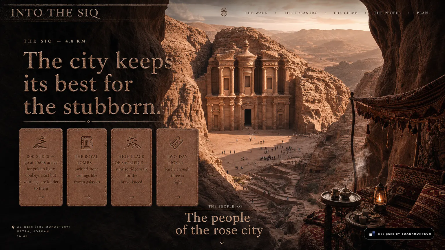 INTO THE SIQ website concept artboard focused on monastery