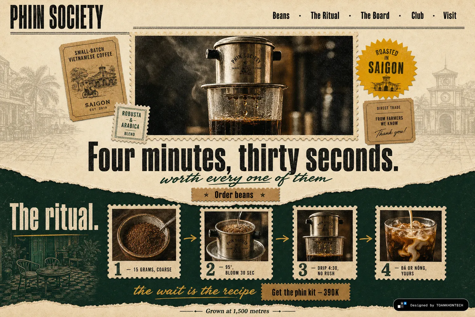 PHIN SOCIETY website concept artboard focused on ritual