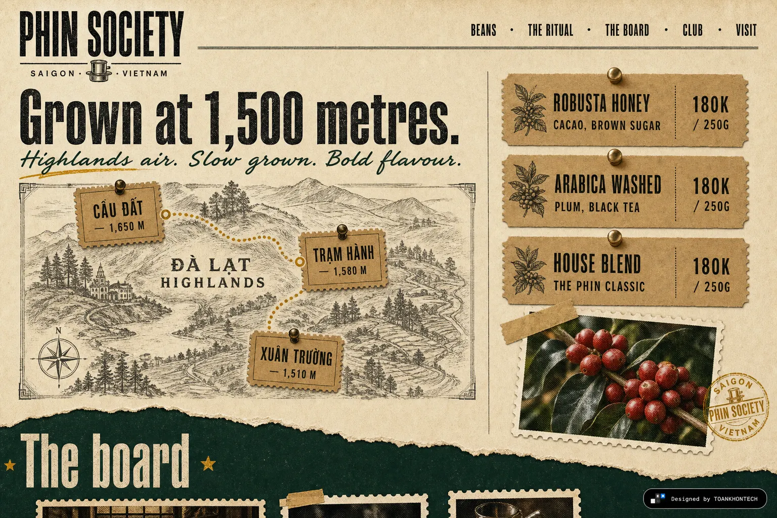 PHIN SOCIETY website concept artboard focused on farms