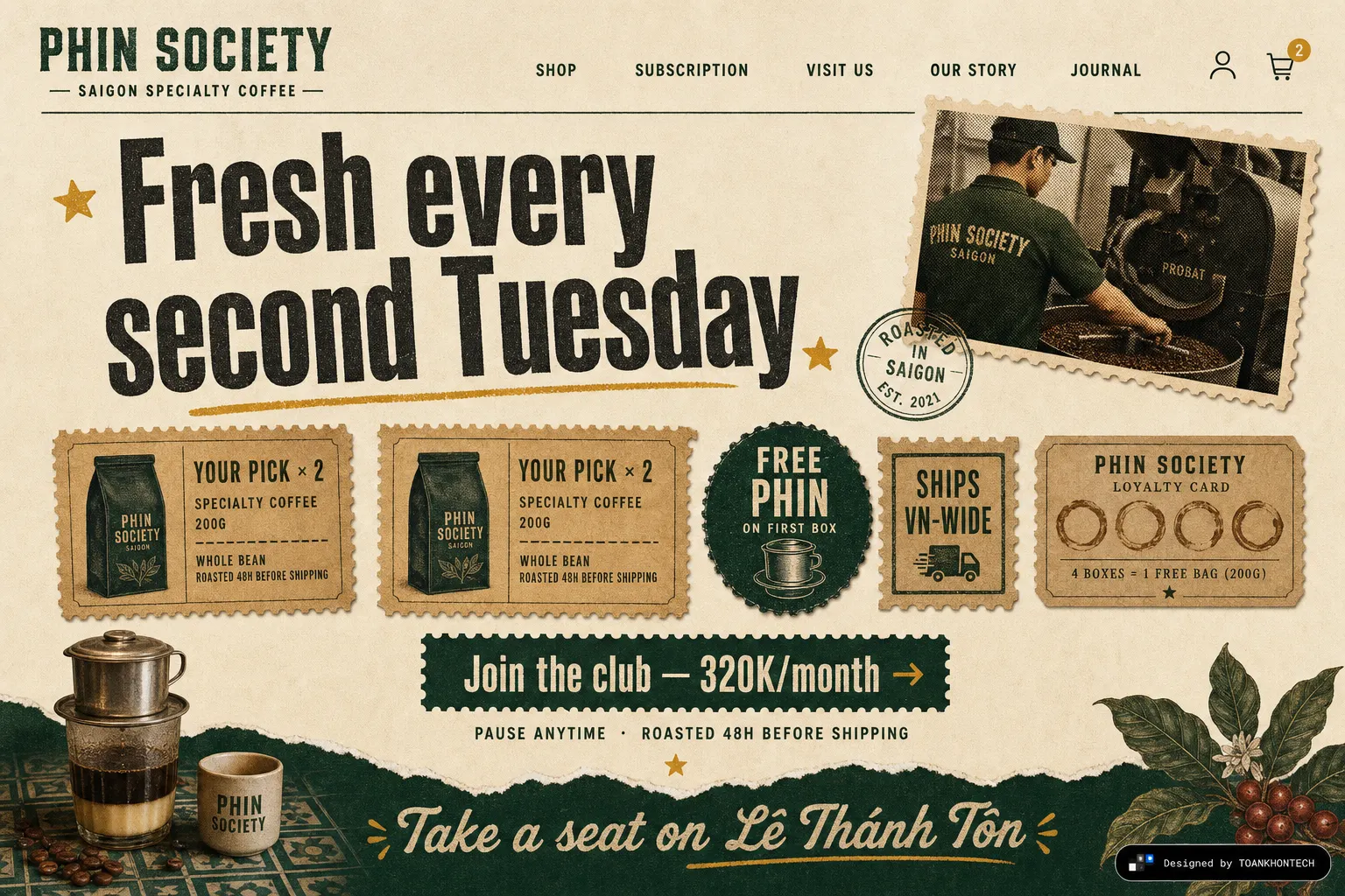 PHIN SOCIETY website concept artboard focused on club