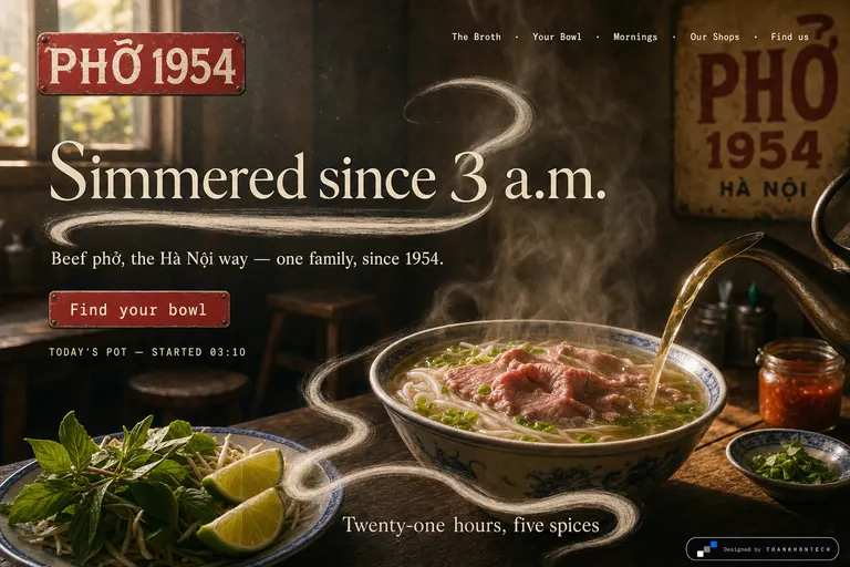 PHỞ 1954 — Beef phở, the Hà Nội way — one family, since 1954.