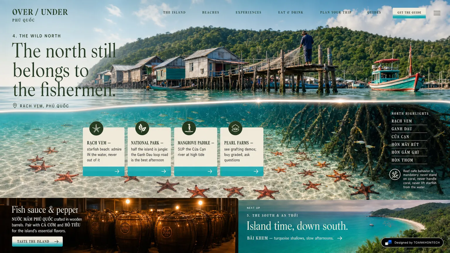 PHÚ QUỐC — THE OVER/UNDER ISLAND website concept artboard focused on thenorth