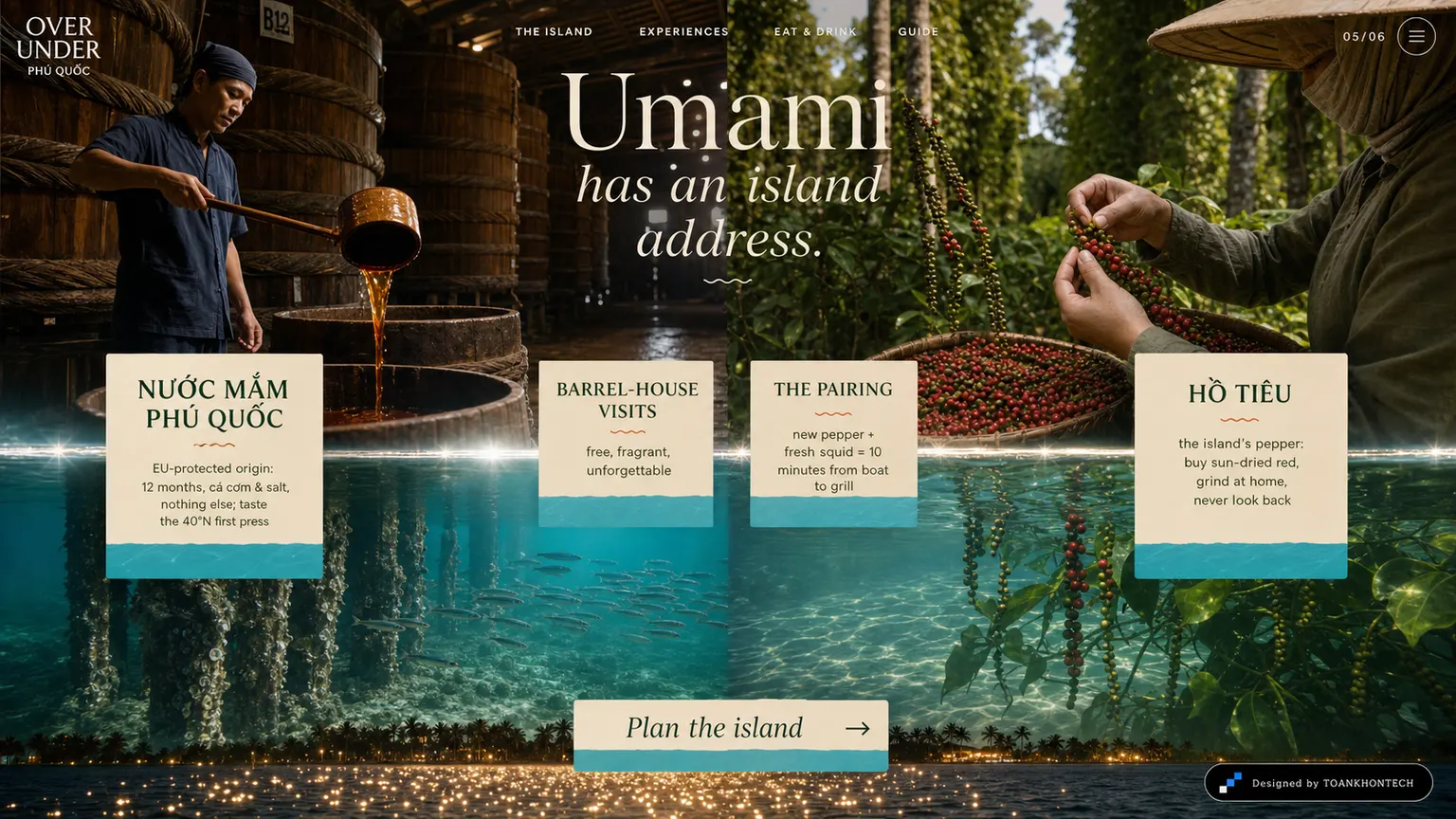 PHÚ QUỐC — THE OVER/UNDER ISLAND website concept artboard focused on sauceandpepper