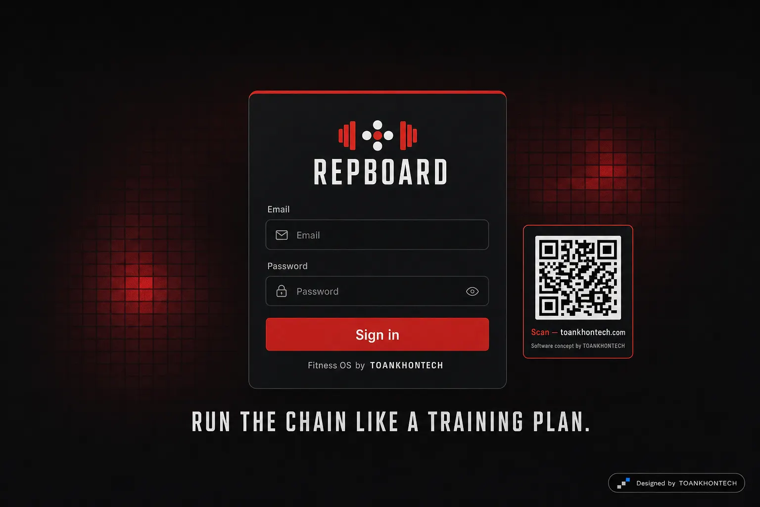 REPBOARD website concept artboard focused on access point