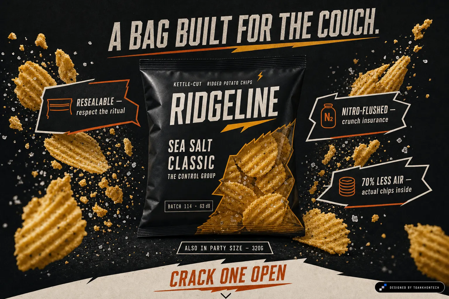 RIDGELINE website concept artboard focused on thebag
