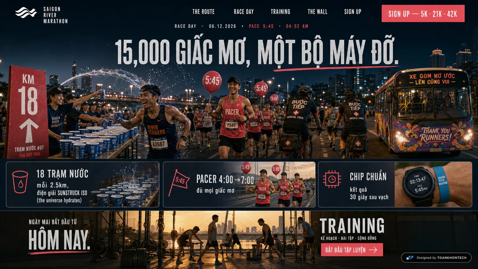 SAIGON RIVER MARATHON website concept artboard focused on raceday