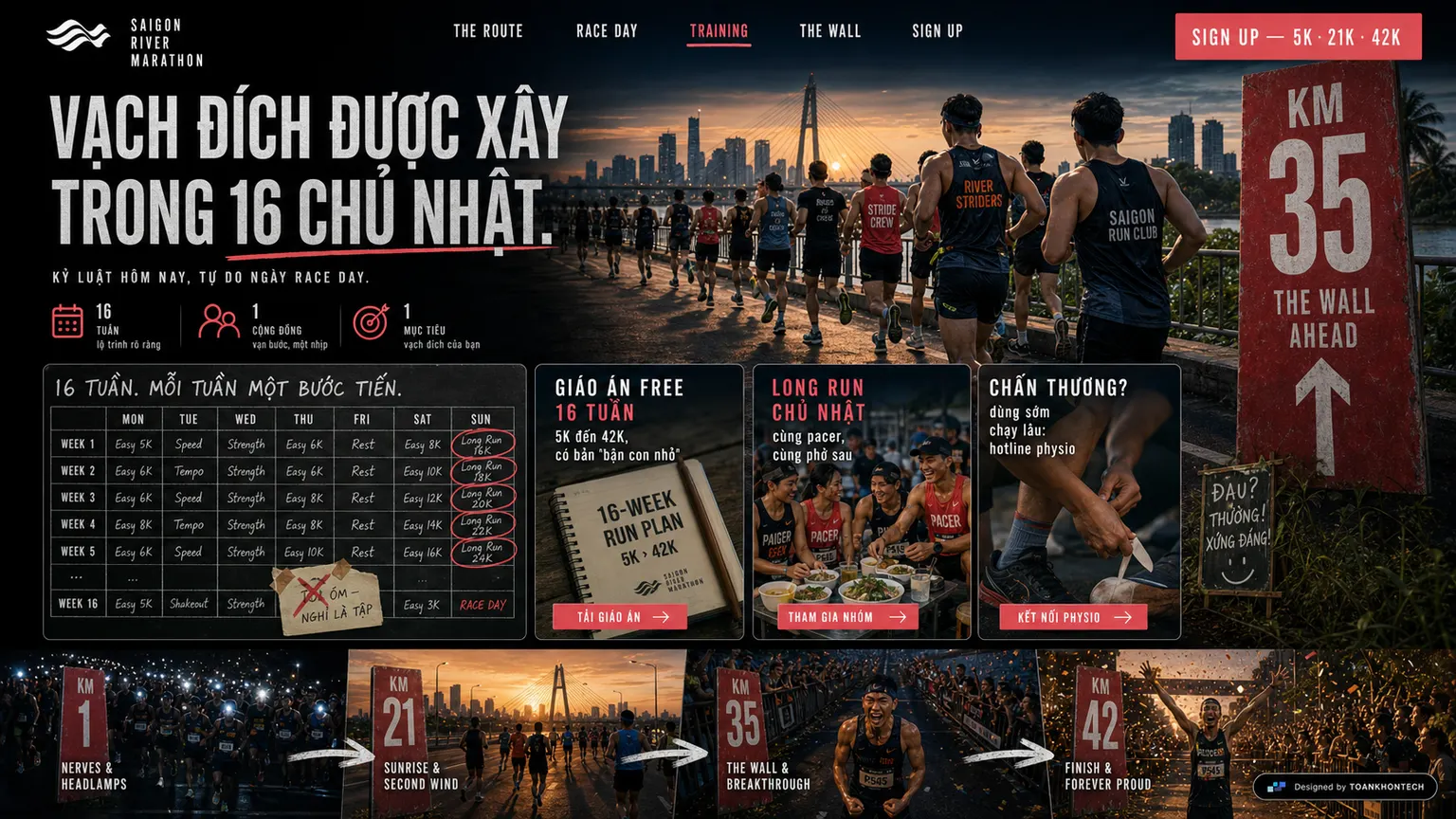 SAIGON RIVER MARATHON website concept artboard focused on training