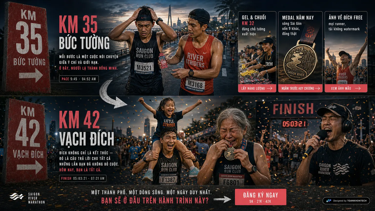 SAIGON RIVER MARATHON website concept artboard focused on thewall